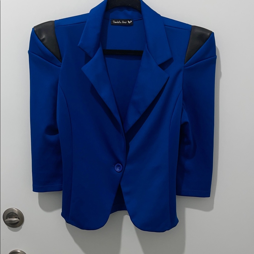 Blue Women's Jacket with Black Accents size Small